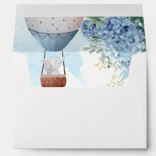 Elephant Hot Air Balloon Blue Hydrangea Envelope