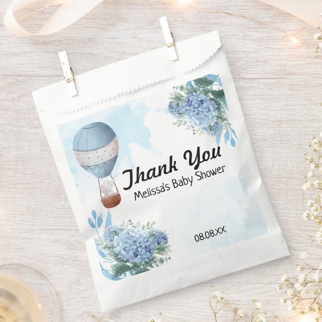 Elephant Hot Air Balloon Blue Hydrangea Favor Bag (Creator Uploaded)