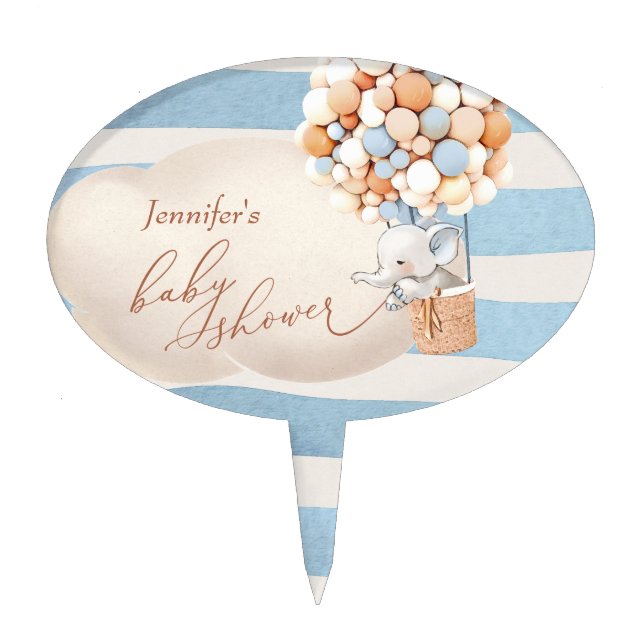Elephant Hot-Air Balloon Cake Topper (Front)