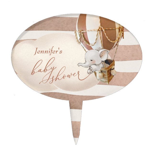 Elephant Hot-Air Balloon Cake Topper (Front)