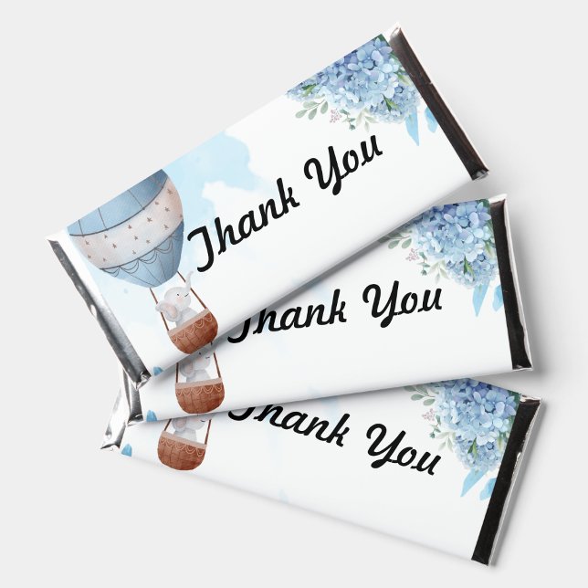 Elephant hot air balloon hydrangea candy wrapper hershey bar favors (Creator Uploaded)