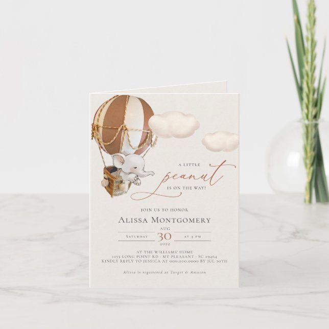 Elephant Hot-Air Balloon Invitation (Front)