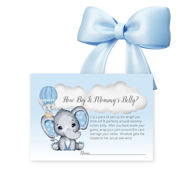 Elephant Hot Air Balloon Mom's Belly Size Baby Boy Enclosure Card (Creator Uploaded)