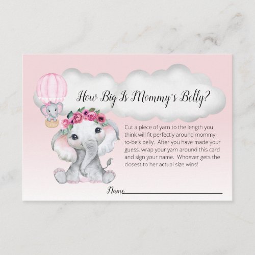 Elephant Hot Air Balloon Moms Belly Size Baby Enclosure Card