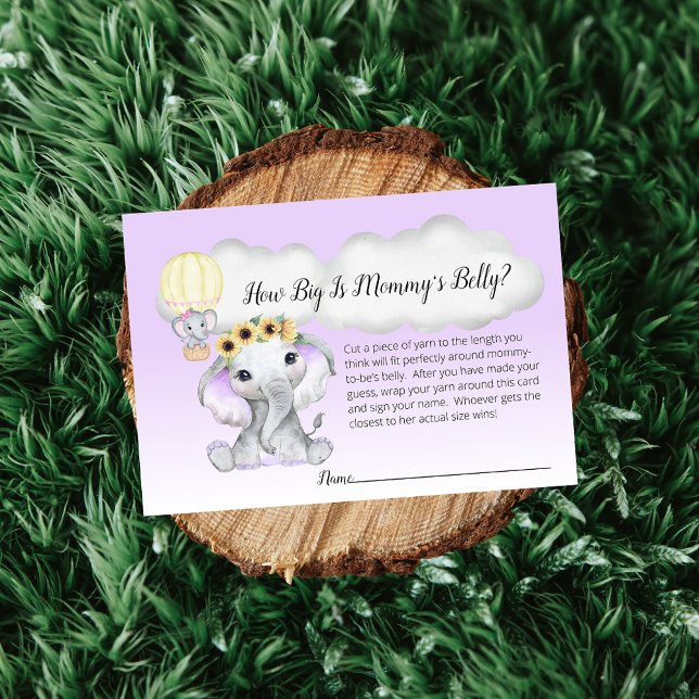 Elephant Hot Air Balloon Mom's Belly Size Purple Enclosure Card (Creator Uploaded)