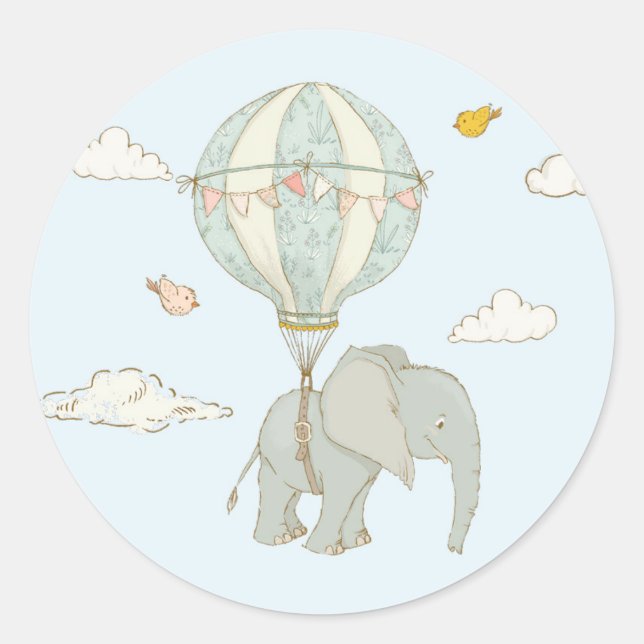 Elephant Hot Air Balloon stickers (Front)