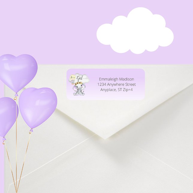 Elephant HotAir Balloon Baby Shower Return Address Label (Creator Uploaded)