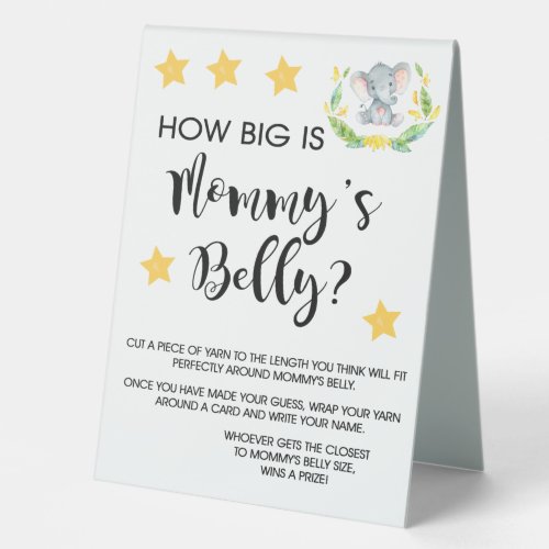 Elephant How Big is Mommy Belly Table Sign