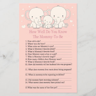 Elephant How well do you know baby shower game