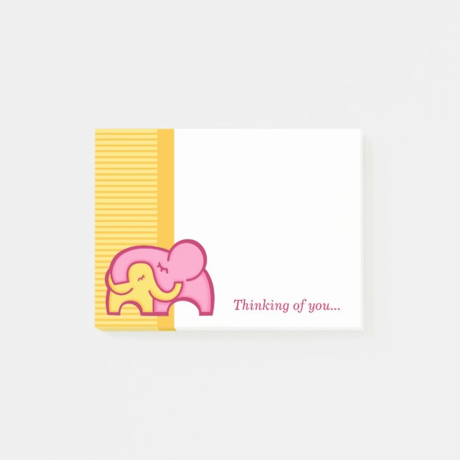 Elephant hug thinking of you post it notes (Front)