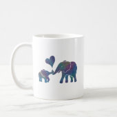 Elephant Hugs Rainbow Mom and Baby with Heart Coffee Mug (Left)