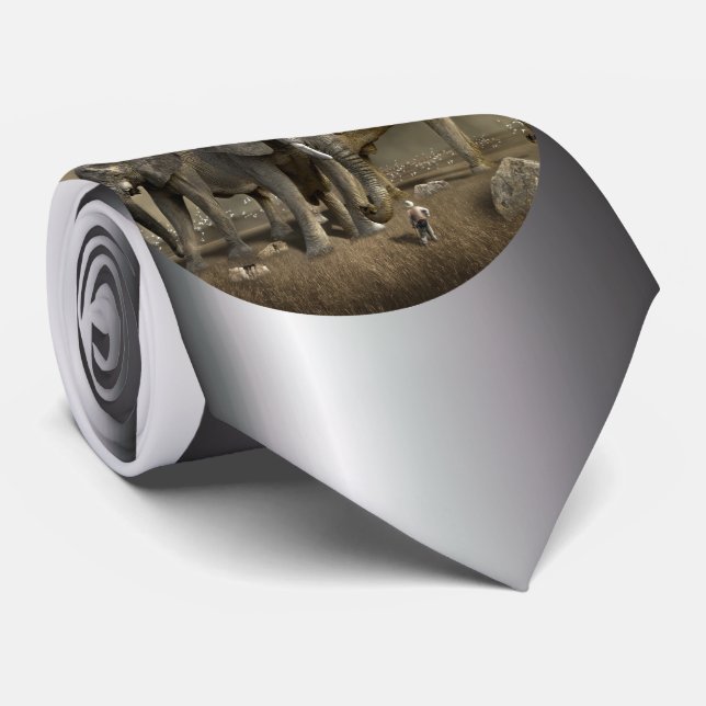 Elephant Hunter on Safari Neck Tie (Rolled)