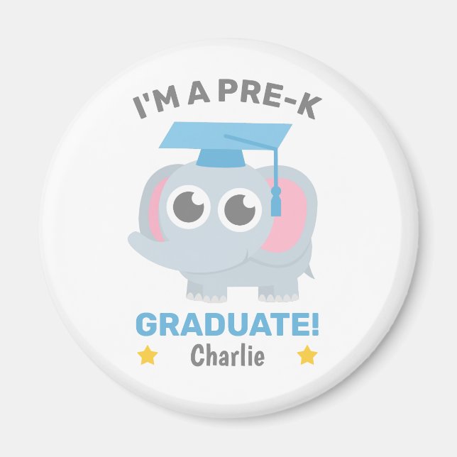 Elephant, I am a Pre-K Graduate, Kids Personalized Magnet (Front)