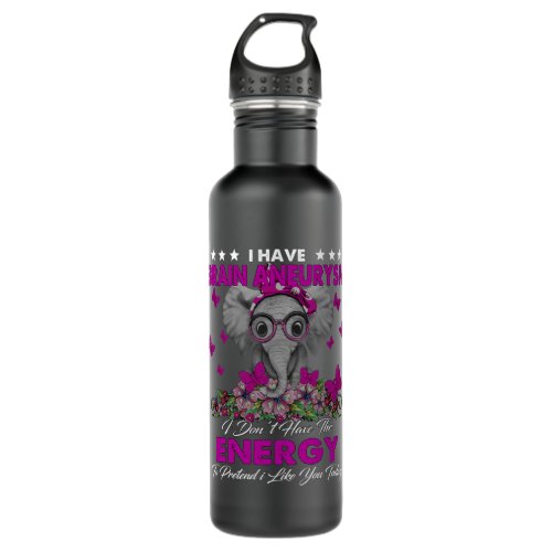 Elephant I Have Brain Aneurysm Awareness Gifts Stainless Steel Water Bottle
