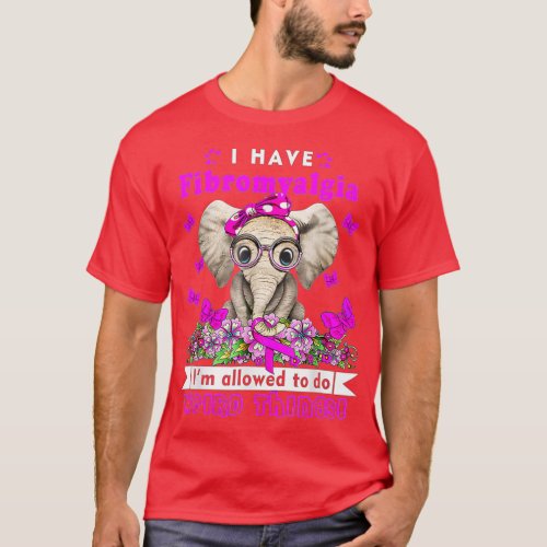 Elephant I have Fibromyalgia Awareness Ribbon Flow T_Shirt