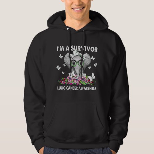 Elephant Im a Survivor Lung Cancer Awareness Hoodie