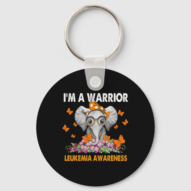 Elephant I’m A Warrior Leukemia Awareness  Keychain (Front)