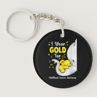 Elephant I Wear Gold Ribbon For Childhood Cancer A Keychain