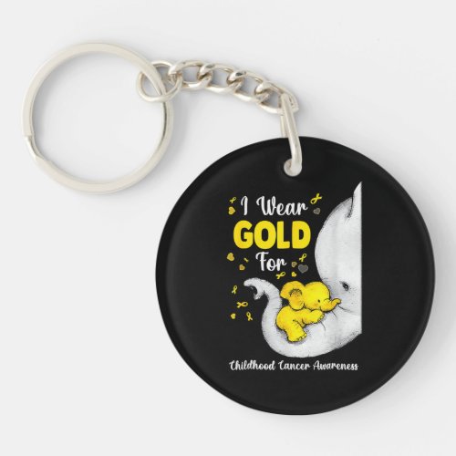 Elephant I Wear Gold Ribbon For Childhood Cancer A Keychain