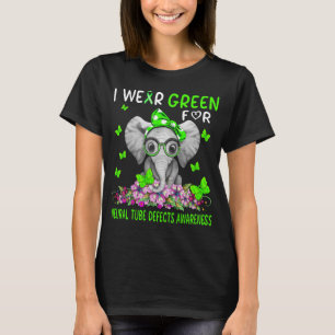 Elephant I Wear Green For Neural Tube Defects T-Shirt