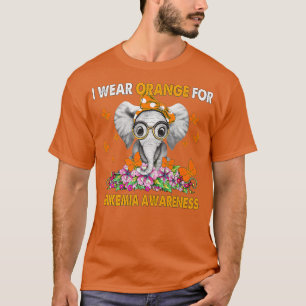 Elephant I Wear Orange For Leukemia Awareness Prem T-Shirt