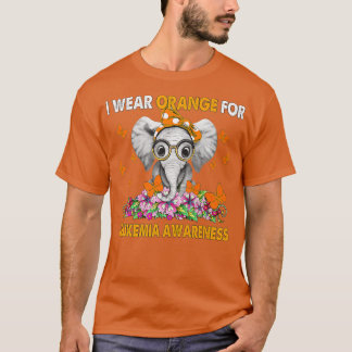 Elephant I Wear Orange For Leukemia Awareness Prem T-Shirt