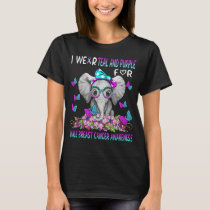 Elephant I Wear teal and purple For Male Breast  T-Shirt
