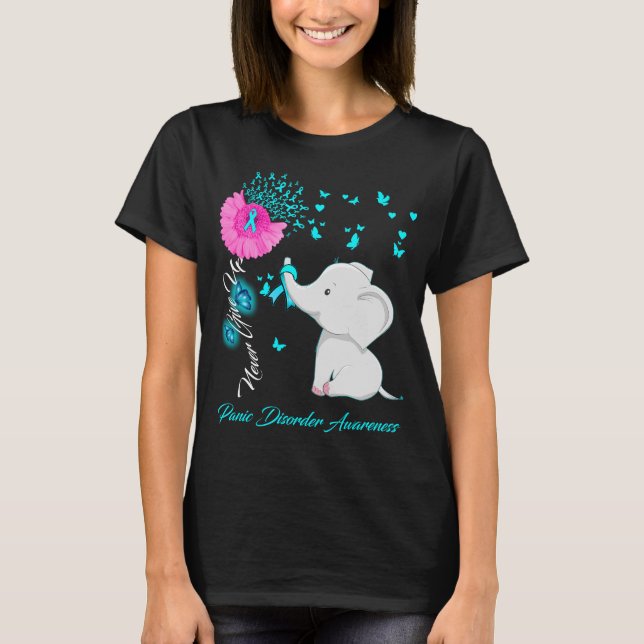 Elephant I Wear while For Panic Disorder Awareness T-Shirt (Front)