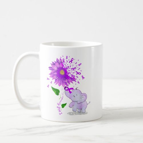 Elephant I Will Remember For You Sunflower Alzheim Coffee Mug