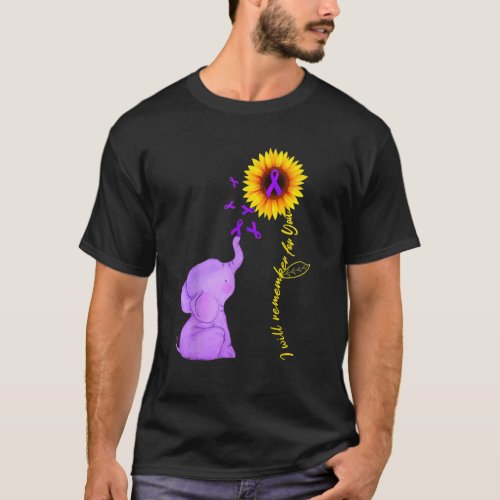 Elephant I Will Remember For You Sunflower Alzheim T_Shirt