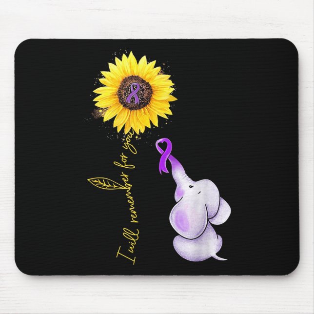 Elephant I Will Remember For You Sunflower Heimer  Mouse Pad (Front)