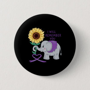 Elephant I Will Remember For You Sunflower Heimerh Button
