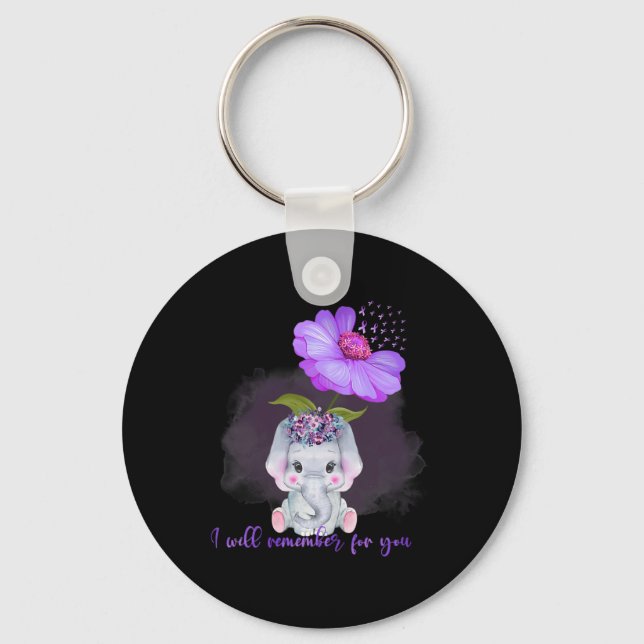 Elephant I Will Remember For You Sunflower Heimerh Keychain (Front)