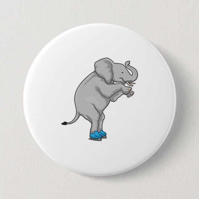 Elephant Ice skating Ice skates Button (Front)