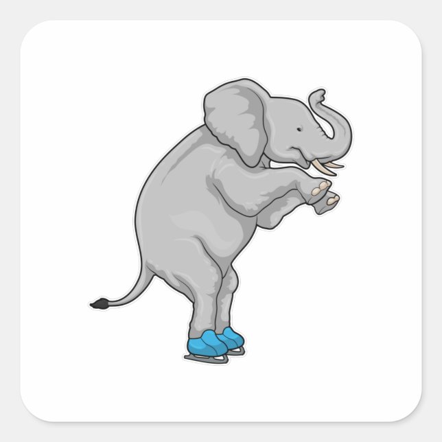 Elephant Ice skating Ice skates Square Sticker (Front)