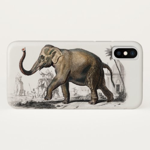 Elephant Illustration Vintage Art Print iPhone X Case