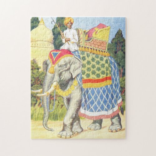 Elephant Illustration Vintage Childrens Book Jigsaw Puzzle