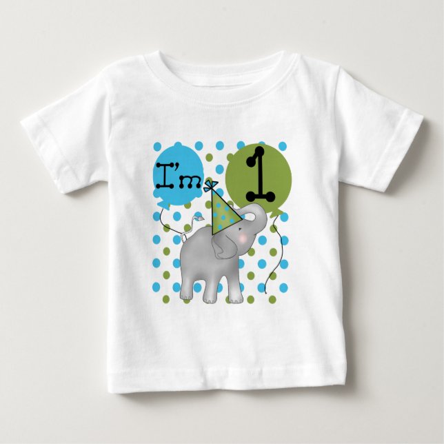 Elephant I'm 1 First Birthday Tshirts and Gifts (Front)