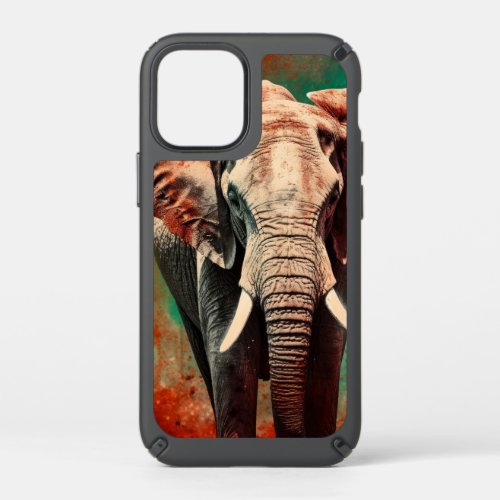 Elephant image on red green background speck iPhone 12 mini case