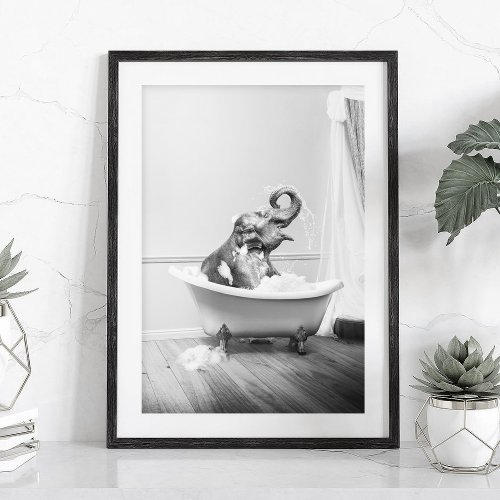 Elephant in a bathtub Poster