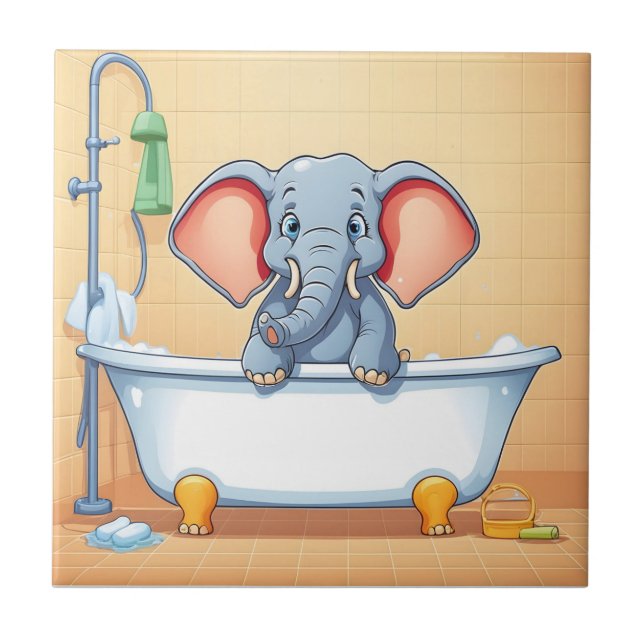 Elephant in bath ceramic tile (Front)