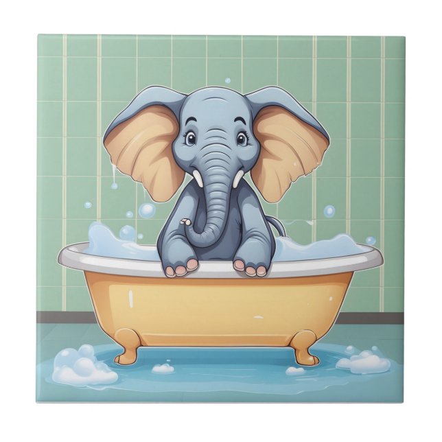 Elephant in bath ceramic tile (Front)