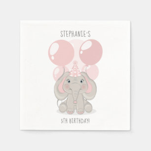 Elephant in Birthday Party Hat Napkins