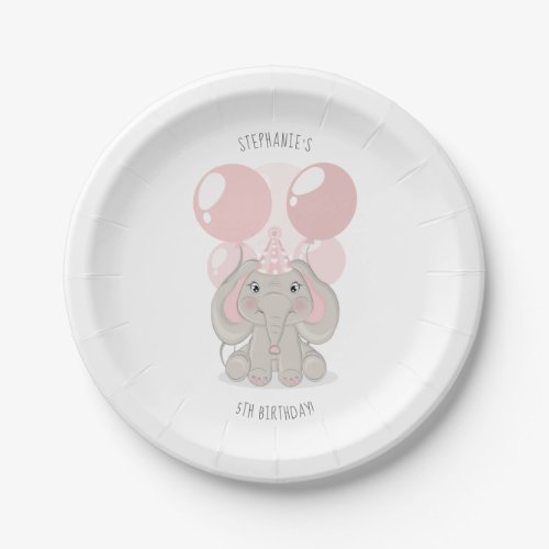 Elephant in Birthday Party Hat Paper Plates