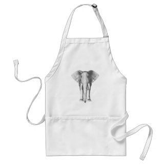 Elephant in Black and White Adult Apron