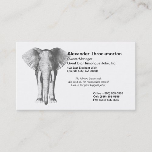 Elephant in Black and White Business Card Templates