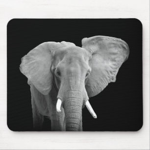 Elephant in Black and White Mouse Pad