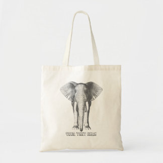 Elephant in Black and White Tote Bag