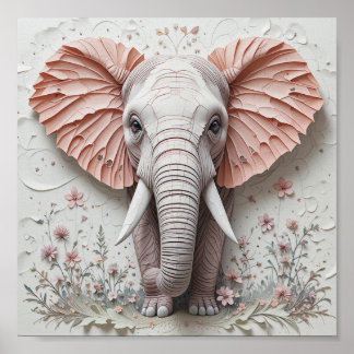 Elephant in Bloom Poster