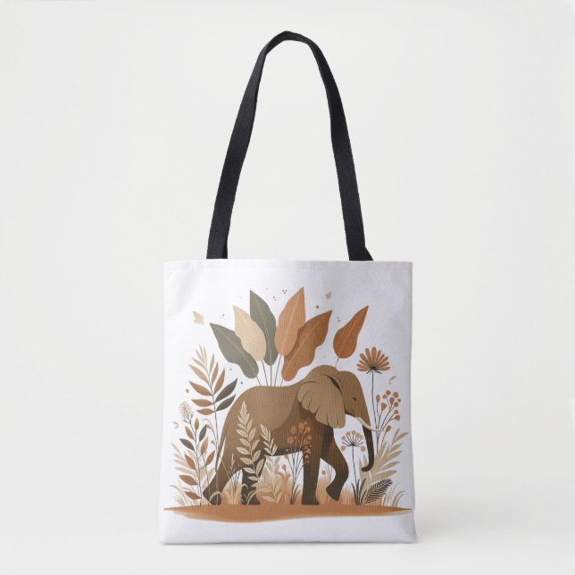 Elephant in Botanical Jungle - Elephant in Selva B Tote Bag (Front)